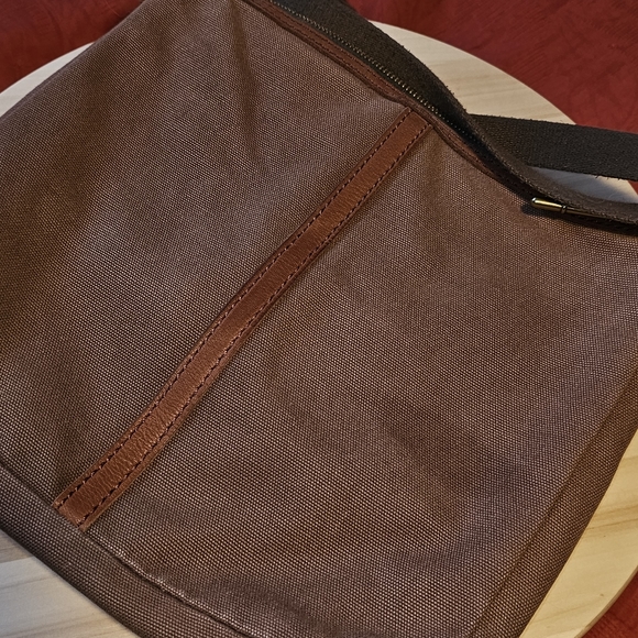 Fossil Erin Canvas & Leather Crossbody Handbag Pink Brown Top Zip - Picture 8 of 13